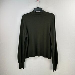 Philosophy Sweater Womens L Green Mock Neck Long Sleeve‎ Knit Ribbed Hem